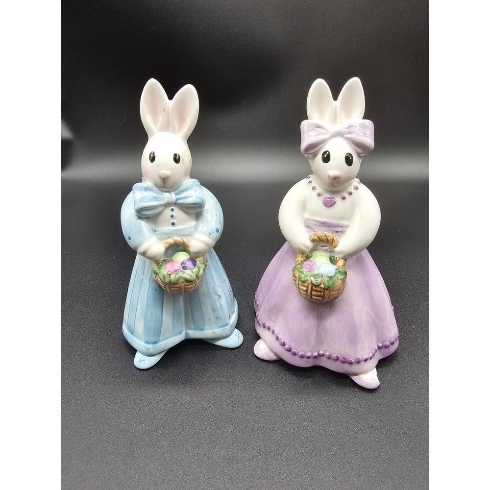 Fitz & Floyd Be Bop‎ Bunnies Salt And Pepper Shakers Easter Bunny Rabbits Easter